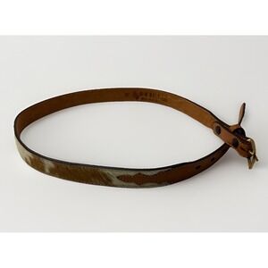 3-D DDD Western Hand Tooled Leather & Calf Hair Belt Women's Sz 32